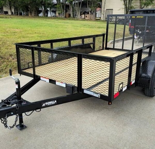 7' X 12' Straight Deck Utility Trailer 2ft Mesh Sides Double Axle 7K GVWR