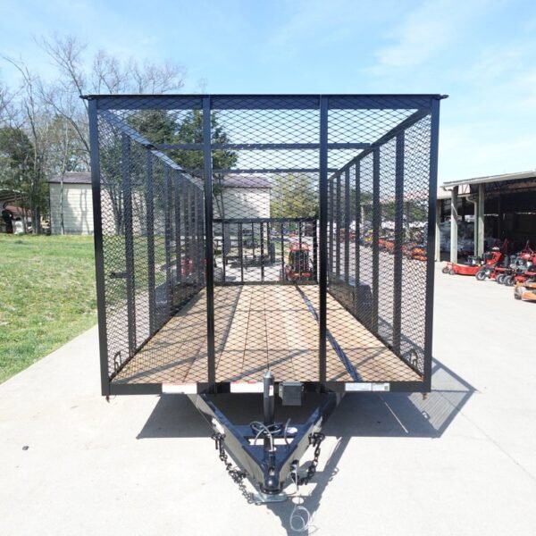 7' x 18' Tandem Straight Deck Utility Trailer 6ft Mesh Sides 7K GVWR