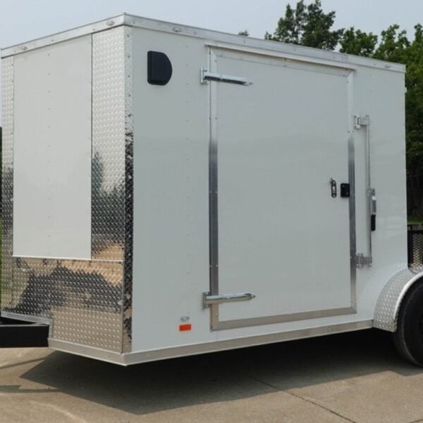 7x16 Tandem White V-Nose Hybrid Enclosed Trailer