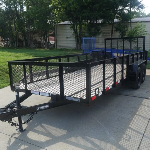 6.4x18 Utility Trailer with 2FT Mesh Sides & Gate (2) 3,500LB Axles GVWR 7K