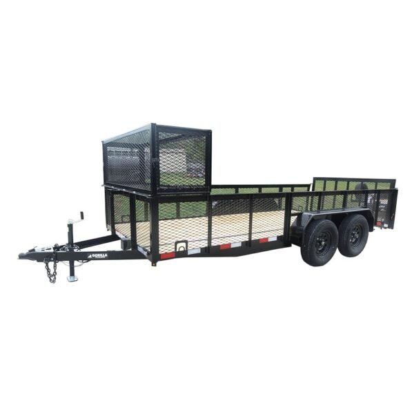 6.4x16 Dovetail Utility Trailer with Front Basket 2ft Mesh (2) 3500lb Axles