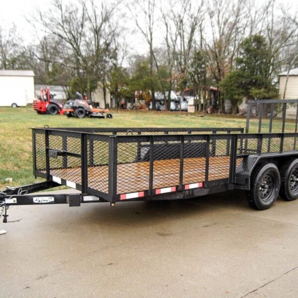 6.4x16 Straight Deck Utility Trailer with 2ft Mesh Sides Tall Gate