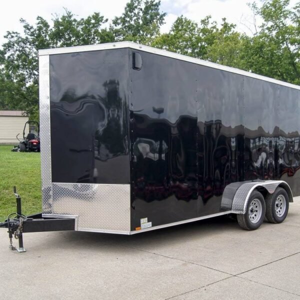7x16 Black V-Nose Enclosed Storage Trailer (2) 3,500lb Axles