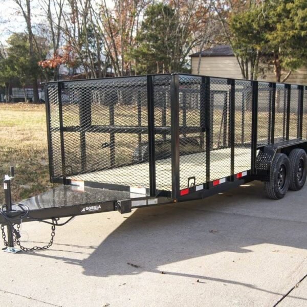 6.4x16 Utility Trailer Straight Deck 4ft Mesh Sides with Basket (2) 3,500lb Axles