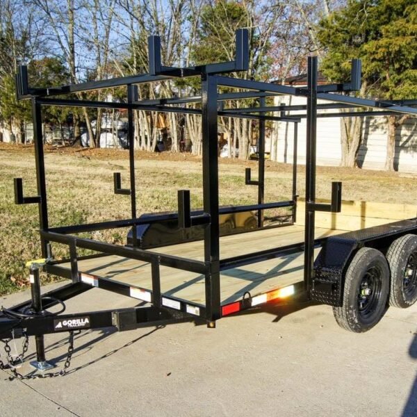 6.4x12 Straight Deck Utility Trailer 4.5ft Ladder Racks (2) 3,500lb Axles