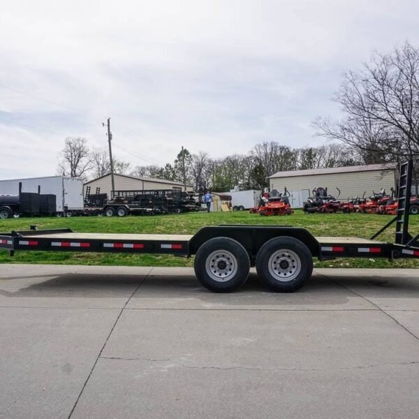 7x20 Equipment Trailer 8" I-Beam (2) 7K Axles Standup Ramps 14K GVWR