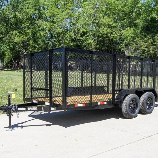 6.4x14 Straight Deck Utility Trailer 4ft Mesh Sides (2) 3500lb Axles