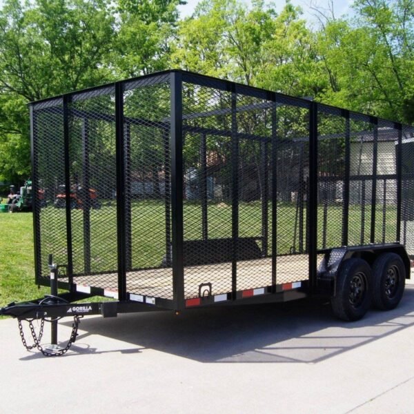7x16 Powder Coated Straight Deck Utility Trailer with 6ft Mesh Sides (2) 3500lb Axles