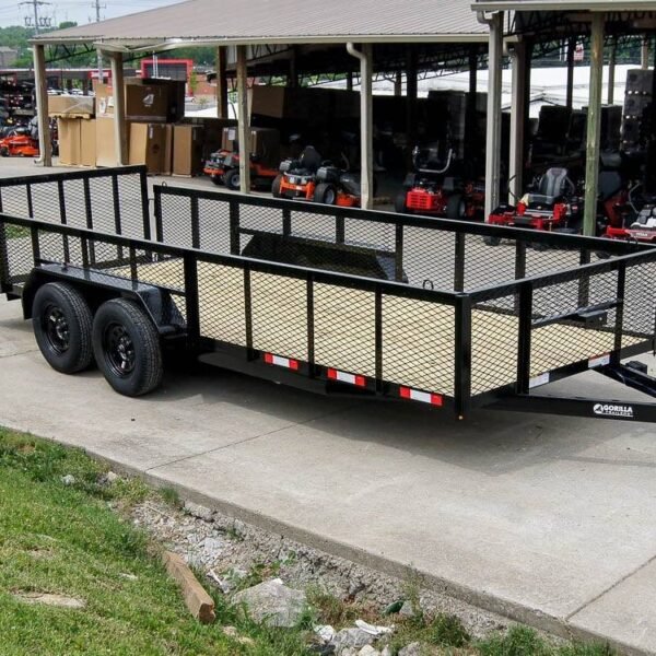 6.4x18 Powder Coated Dovetail Utility Trailer with 2ft Mesh Sides (2) 3500lb Axles