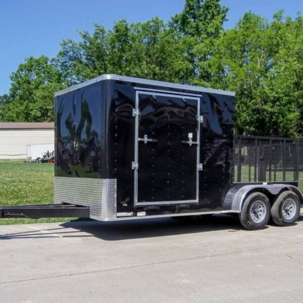 7x18 Hybrid Flat-Nose Enclosed Trailer with 4ft Mesh Deck Storage