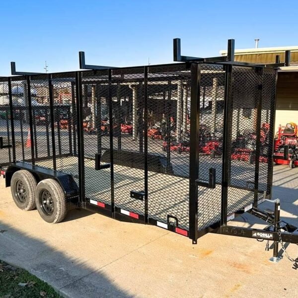 6.4x16 Straight Deck Utility Trailer 6ft Mesh Sides Ladder Racks (2) 3,500lb Axles