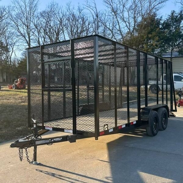 6.4x16 Straight Deck Utility Trailer 6ft Mesh Sides Roof (2) 3,500lb Axles